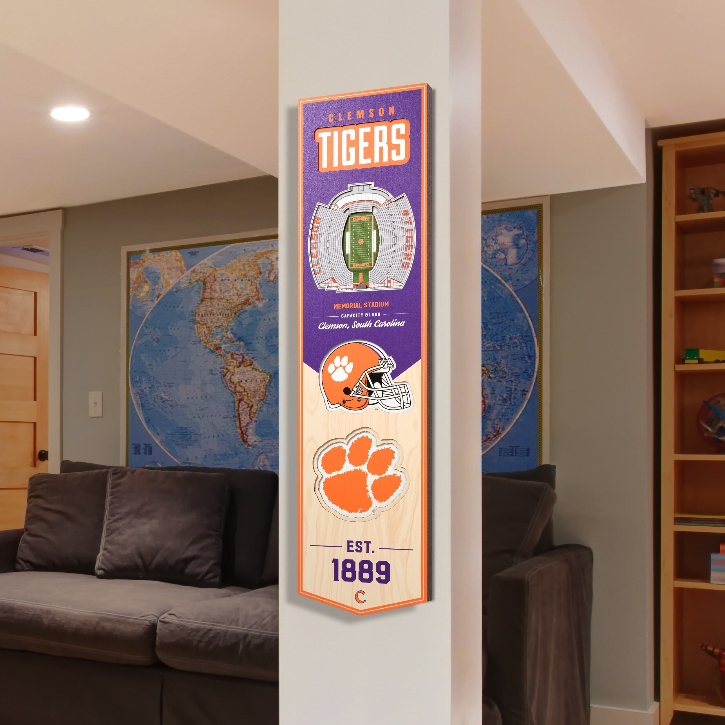 Clemson Tigers 8'' x 32'' 3D StadiumView Banner