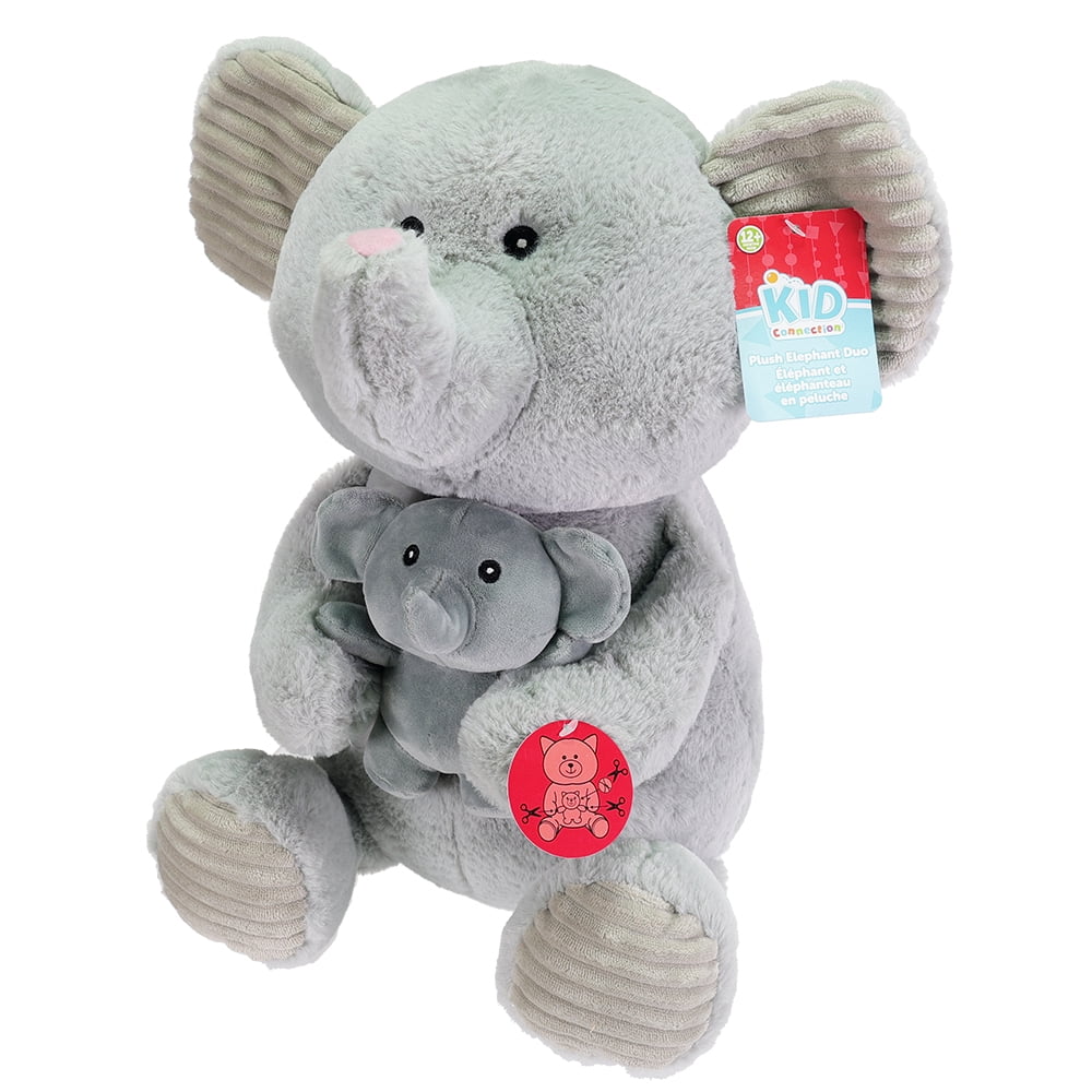 Kid Connection Maman animal doux avec bébé éléphant 14''H