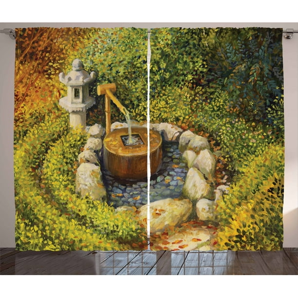 Zen Garden Curtains 2 Panels Set, Tranquil Nature Scenery ...