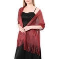 thumbnail image 2 of SWSMCLT Women's Metallic Shawls & Wraps Wedding Wrap Scarf Sheer Fringe Silver Cardigan Soft Elegant Formal Amaranth One Size, 2 of 4