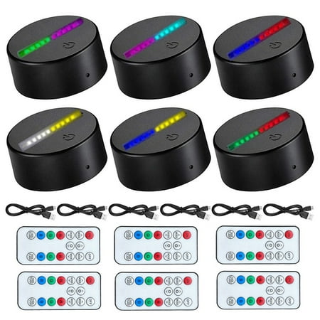 

3D LED Night Light Lamp Base Two Tone 7 Colors LED Lamp Base with Remote USB Cable for Acrylic and Resin Glass Black