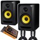 thumbnail image 1 of KRK Classic 5 Professional Bi-Amp Monitor de estudio autoamplificado de 5" (2 parlantes) Par de cables XLR + soporte para teléfono Gravity, negro M, 1 of 5