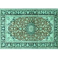 thumbnail image 1 of Ahgly Company Indoor Rectangle Medallion Turquoise Blue Traditional Area Rugs, 8' x 10', 1 of 4
