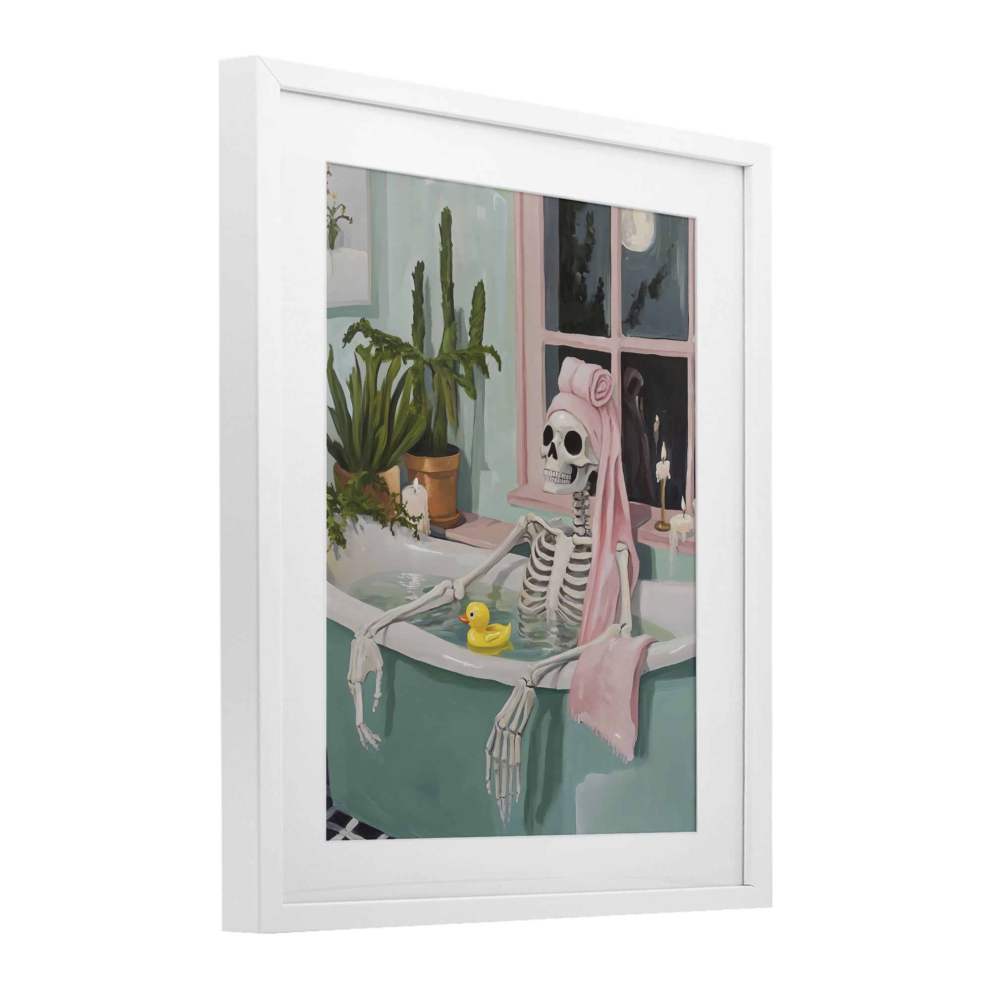 Stupell Industries Midnight Soak Skeleton White Framed Print Under Glass, design by The Prints Vibe