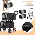 thumbnail image 6 of Magshion Folding Double Dog Stroller for 2 Dogs, 4-in-1 Pet Stroller for Small Medium Dogs Cats, Black/Gray, 6 of 9