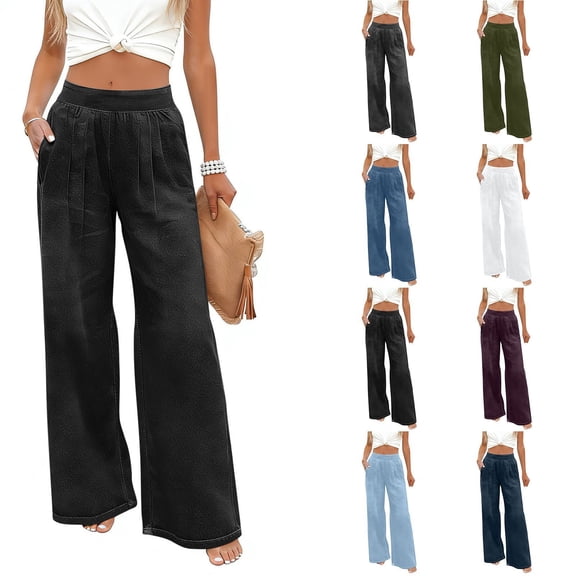 ZHYou Womens Wide Leg Denim Jeans,Elastic High Waisted,Baggy Palazzo Casual Pants with Pockets,Black,Size 3XL