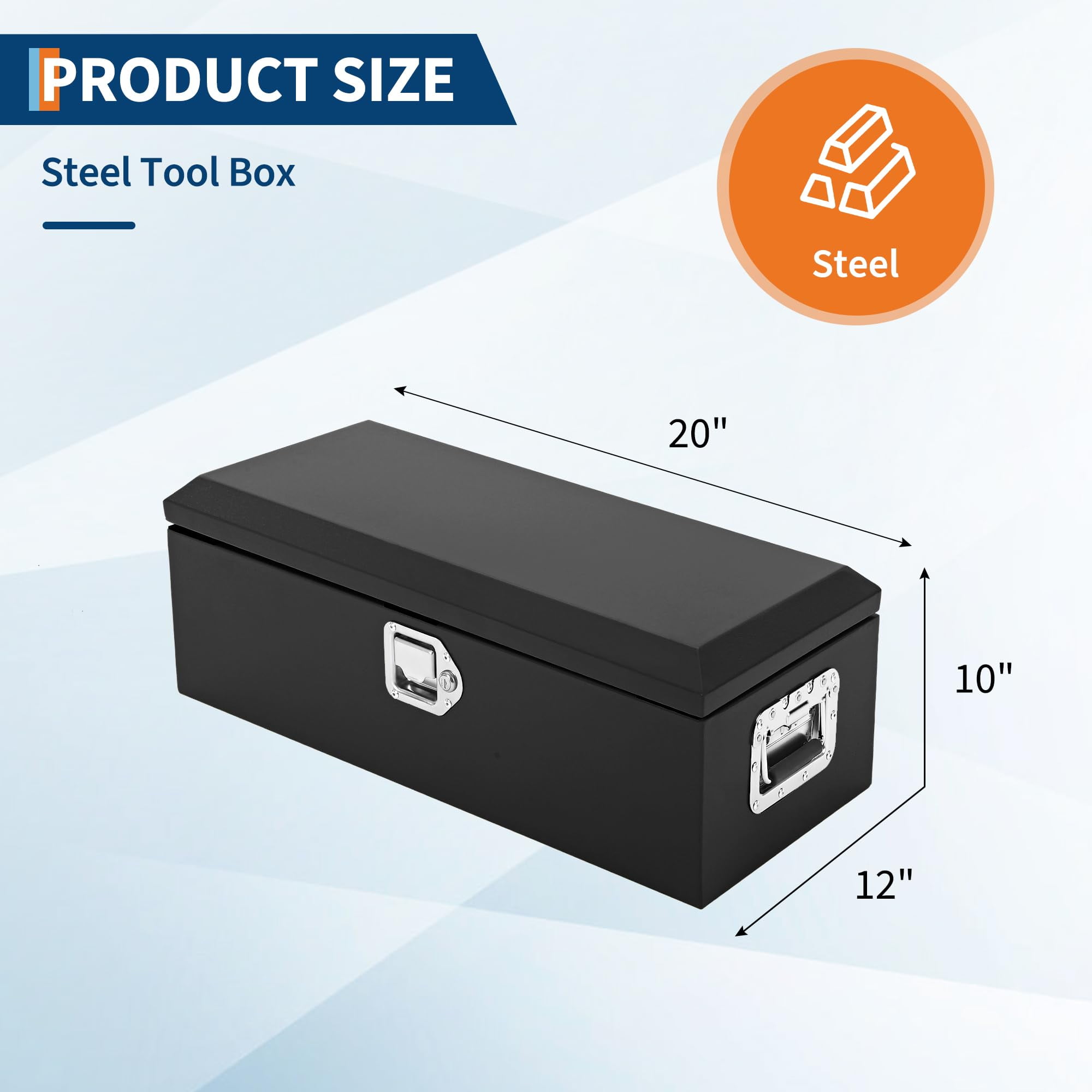 Truck Bed Tool Box,Heavy Duty Diamond Plate Tool Box with Side Handles, Lock and Keys,Storage Organizer Chest Box for Pickup, Truck Bed, RV, Trailer