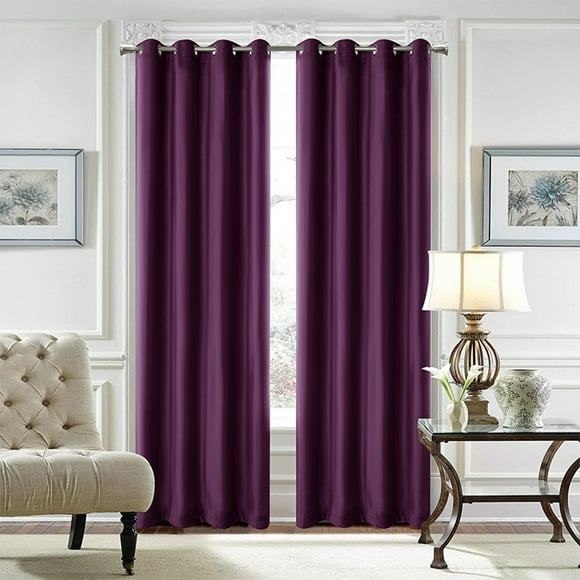 LUXUR Blackout Curtain UV Protection Drapes Energy Efficient Window Grommet Thermal Insulated Curtains Luxury Purple W:52"xL:84"