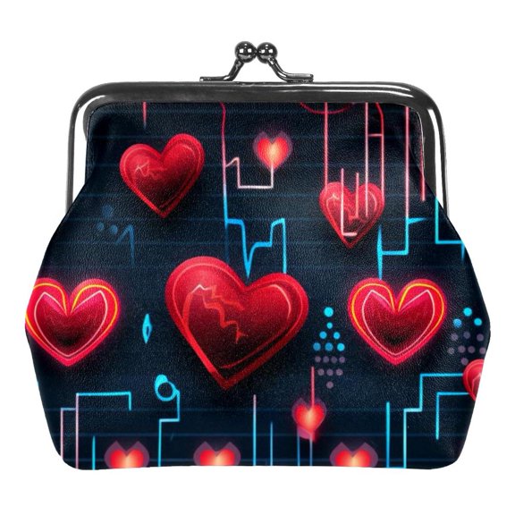 Valentine's Day Love Heartbeat Coin Purse Kiss Lock Change Purse Vintage Trinkets Pouch