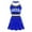 A Royal Blue, variant on MSemis Kids Girls 2PCS Cheer Leader School Uniform with Pleated Mini Skirt Set