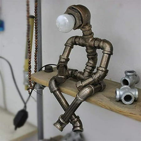 Industrial Robot Lamps Retro Style, Steampunk Industrial Robot Pipe Desk Lamp