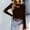 Brown, variant on AOOCHASLIY Sweaters Fall Clothes Ladies Long Sleeve Sweater Solid Color Knit Hollow Top Crew Neck Sweater