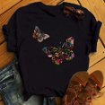 thumbnail image 1 of T-shirt Femme Imprimé Mode Fleur Papillon Manches Courtes Décontracté Haut Graphique, 1 of 7