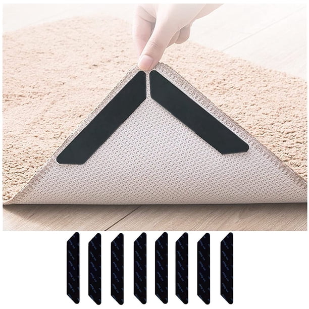 Pegatinas antideslizantes para alfombras, alfombrillas fijas de goma lavada de PU, pegatinas para alfombras trapezoidales, paquete de 8