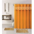 thumbnail image 2 of 15-Piece Bathroom Set: 2-Rugs/Mats, 1 -Fabric Shower Curtain, 12-Fabric Covered Rings Non Slip Rugs Home Dcor Geometric Orange, 2 of 5