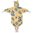 thumbnail image 2 of FORMRS Wearable Blanket Hoodie with Sleeves for Kids Cozy Flannel Sweatshirt, Yellow Halloween Cat Pattern, 2 of 7
