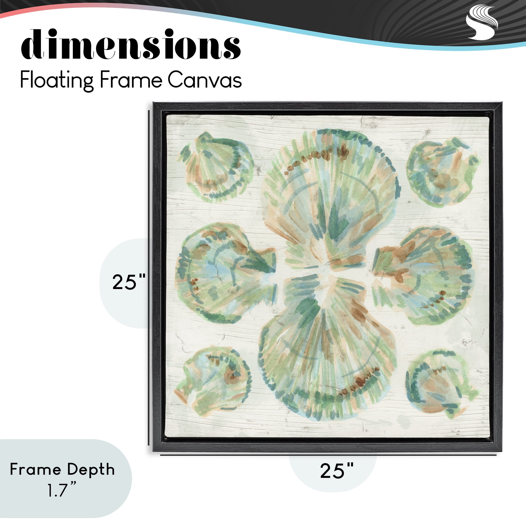 Stupell Industries Saltwashed Shells Symmetry Black Framed Floater Canvas Wall Art, design by June Erica Vess