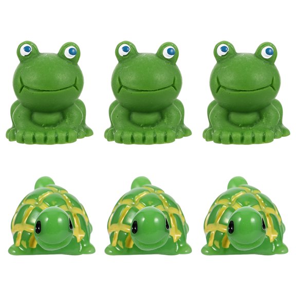 6pcs Lifelike Animals Statues Frogs Turtle Landscape Adornment Resin Ornaments