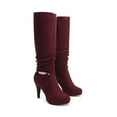 thumbnail image 6 of BURUDANI Women's Knee-High Stiletto Platform Pointed-Toe Boots, 6 of 8