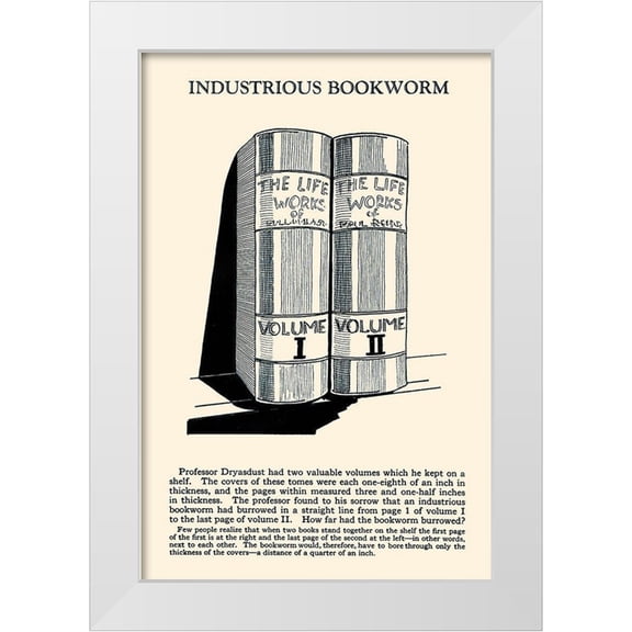 Retromagic 17x24 White Modern Wood Framed Museum Art Print Titled - Industrious Bookworm