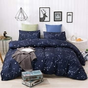 2 Pcs Blue Duvet Cover Set Twin - Galaxy Gradual Moon Star Soft Microfiber Comforter Cover Bedding Set for Kids Boys
