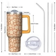 thumbnail image 3 of Double Wall 40oz Stainless Steel Tumbler - Fall Maple Leaves Design, Vacuum Insulated w/ Straw & Handle, 3 of 5