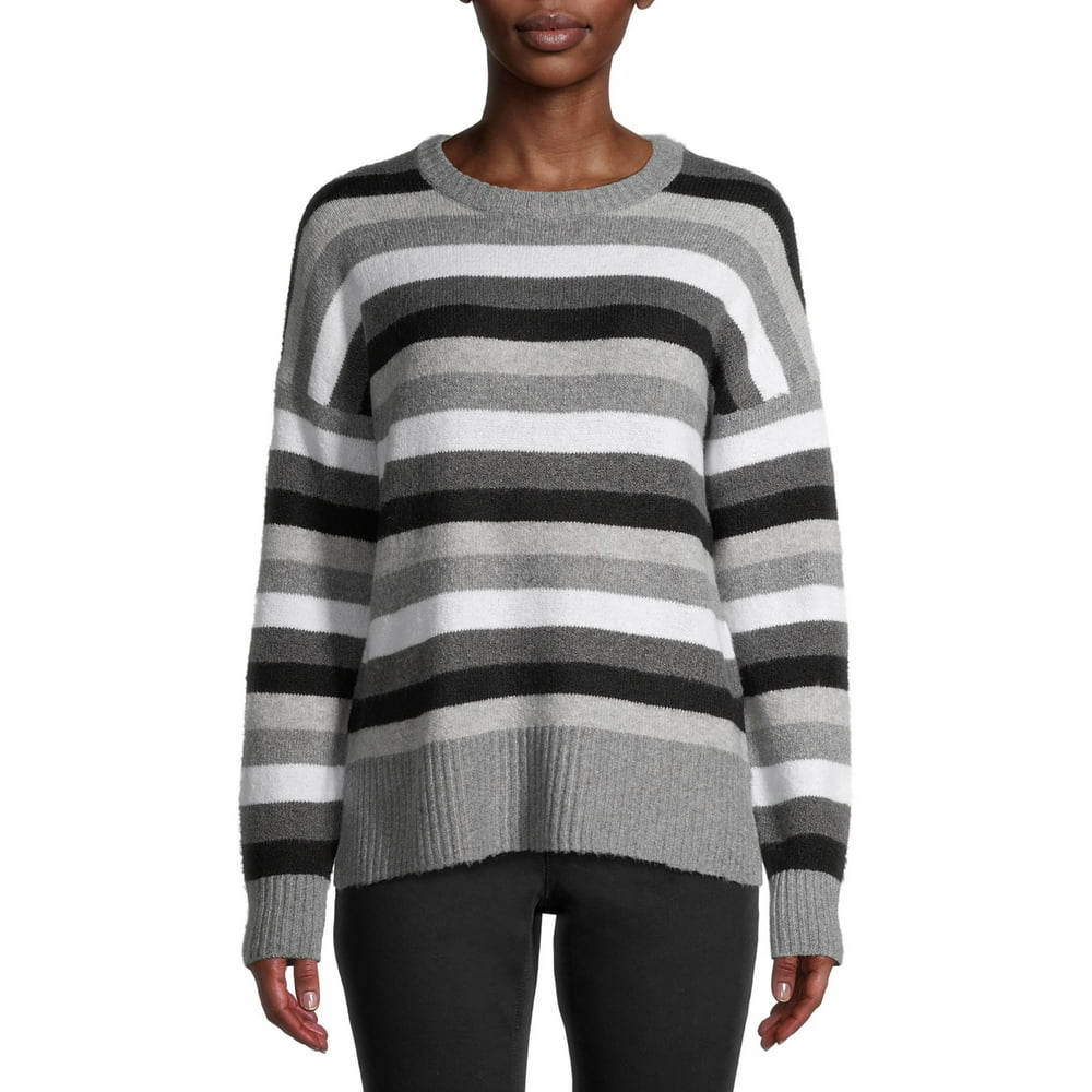 Time and Tru - Time and Tru Women's Stripe & Solid Cozy Crew Sweater ...