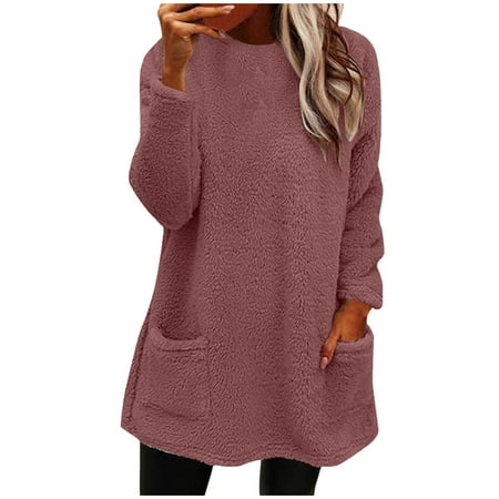 

Bospose Winter Soldier Shirt Women O-Neck Shirt Long Sleeve Crop Top Corset Top Pink Top Women S Round- Neck Autumn And Loose Solid Pocket Warm Blouse Tops Lady And Solid Color Thick er Top Top/Shirt
