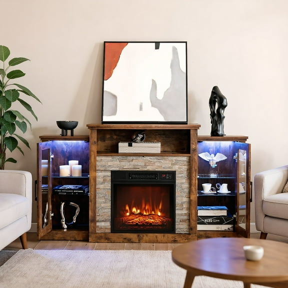 YYAo TV Stand, Television Console Table,Entertainment Center,Fireplace TV Stand with 16-Color Led Lights for TVs up to 65 Inch