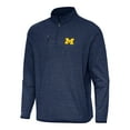 thumbnail image 2 of Men's Antigua Heather Navy Michigan Wolverines Certain Tri-Blend Quarter-Zip Top, 2 of 3