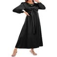 thumbnail image 3 of Femmes Automne Midi Robe à Manches Longues Noeud avant Robe en Satin, 3 of 9