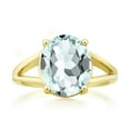 thumbnail image 2 of Gem Stone King 18K Yellow Gold Plated Silver Sky Blue Simulated Aquamarine Ring for Women (4.00 Cttw, Gemstone Birthstone, Oval 12X10MM, Available in Size 5,6,7,8,9), 2 of 5