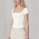 thumbnail image 4 of Xuyuer Women's Fashion Short Sleeve Solid Color Casual Fitted T-Shirts, Suitable For Summer, 4 of 6