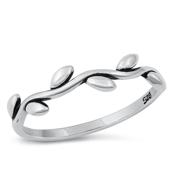 Leaves Branch Peace Ring .925 Sterling Silver Band Jewelry Female Male Unisex Size 5