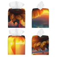 thumbnail image 2 of Uemuo Sunset Coast Sunflower Tissue Box Cover Holder, Square with Bottom Belt - PVC Leather Decorative Organizer for Tabletop, Bathroom, Car, Office, 2 of 8