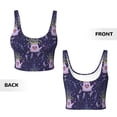 thumbnail image 5 of Fotbe Lavender Flowers Pattern Womens' Sports Bra Longline Wirefree Padded with Medium Support Sports Moisture-Wicking Workou Vest,Tank Top-, 5 of 9