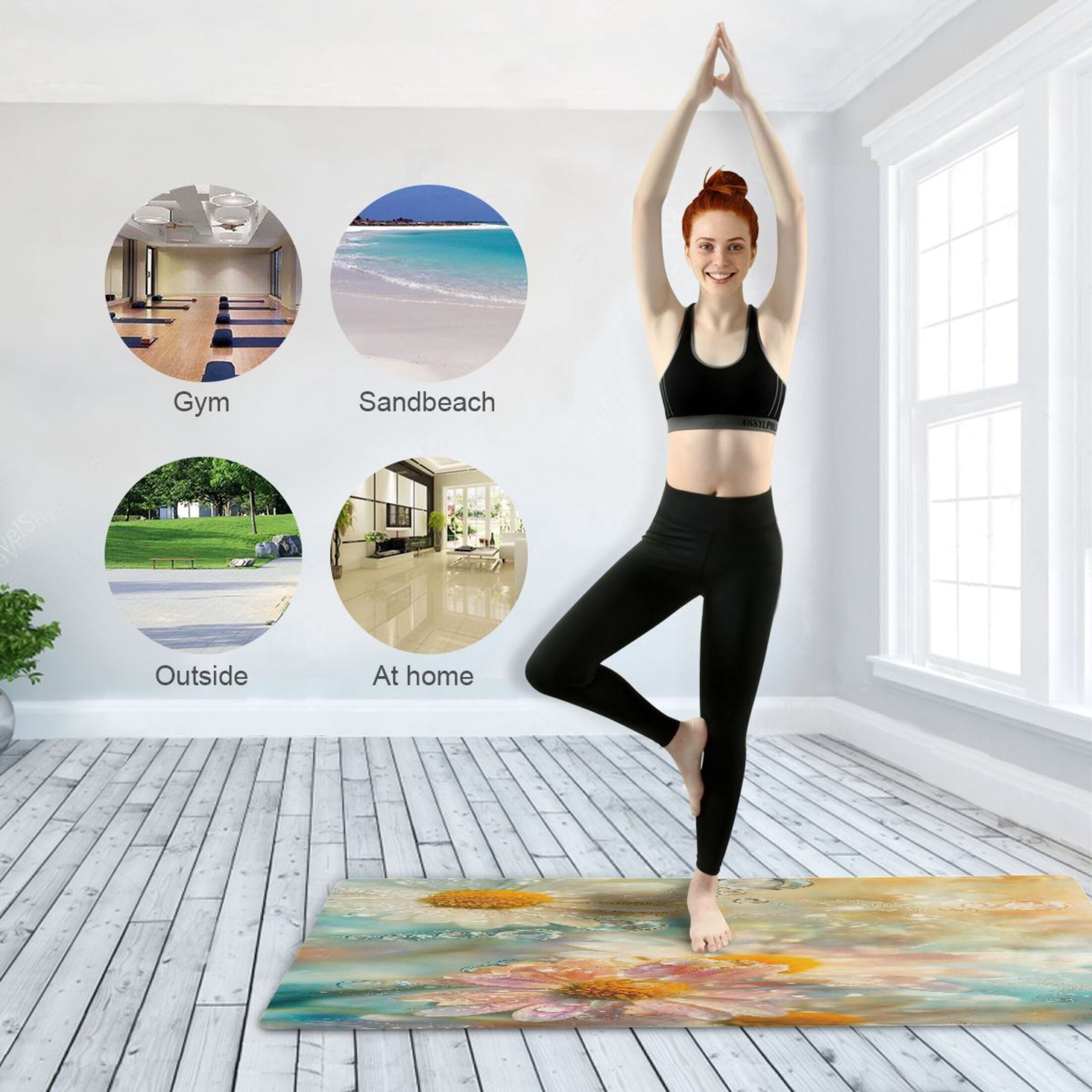 BZSMCE Yoga Mat Women Flowers Water Bubbles Fitness Mat