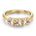 thumbnail image 3 of Gem Stone King 18K Yellow Gold Plated Silver Peach Morganite Engagement Ring for Women | 1.20 Cttw | Round 5MM | Gemstone October Birthstone | Size 5, 3 of 6
