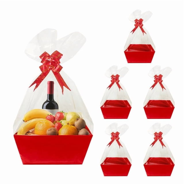 Juego de 6 Canastas de Regalo Worown en Cartón Rojo 25x20x12 cm