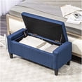 thumbnail image 2 of Dark Blue Linen Storage Ottoman Bench with Lift Top, Button Tufted Seat for Living Room, 2 of 4