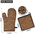 thumbnail image 6 of Brown and Black Leopard Print Kitchen Oven Mitt and Pot Holder Sets 2 Pcs for Baking, Cooking and Grilling, Heat Resistant Up To 392 °F, 6 of 7
