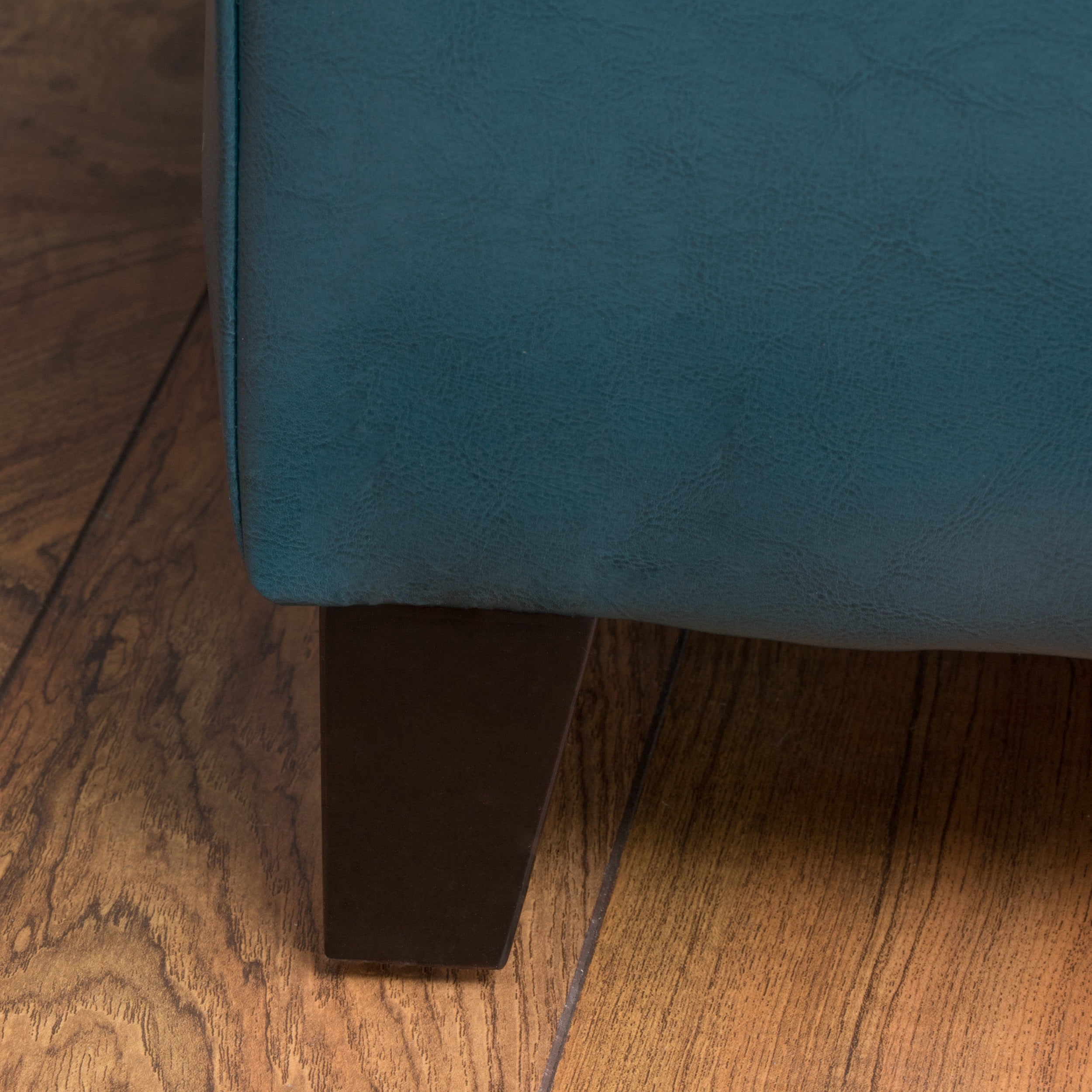 Noble House Barton Tufted Faux Leather Storage Ottoman, Teal
