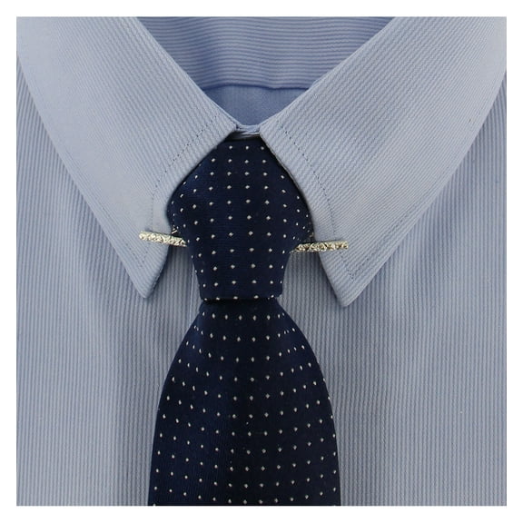 Silver Tone Floral Collar Bar Clip 2 1/8" Mens Adult Male