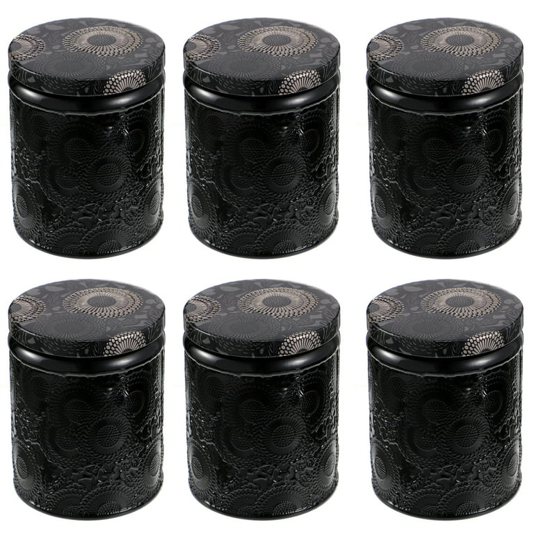 6pcs Embossed Glass Candle Container Kits Empty Round Candle
