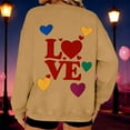 thumbnail image 3 of Womens Valentines Sweatshirt Oversized Long Sleeve Heart Love Shirts Crewneck Cute Pullover Sweater Tops, M Khaki, 3 of 7
