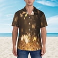 thumbnail image 2 of Daiia Gold butterfly glitter Print Hawaiian Shirt for Men Gentle Cotton Regular Short Sleeve Casual,Large, 2 of 7