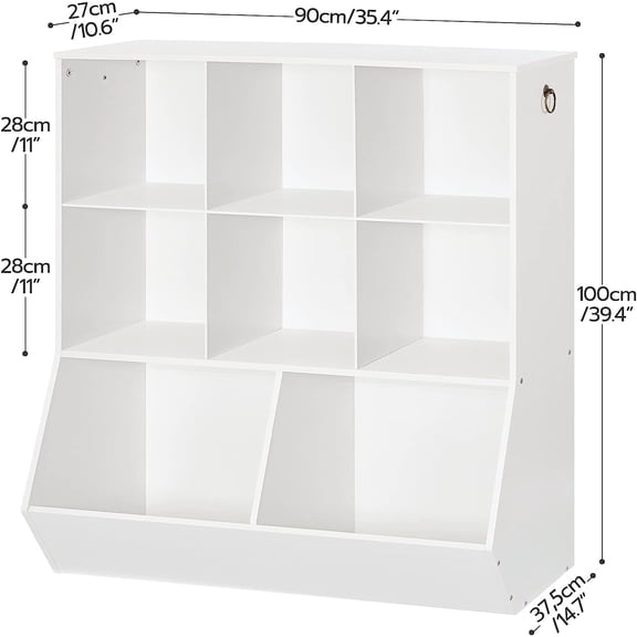 Kids Bookshelf with 8 Cubicles, Toy Storage Organizer for Playroom Nursery Bedroom