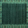 thumbnail image 1 of Ahgly Company Machine Washable Indoor Square Abstract Turquoise Blue Modern Area Rugs, 3' Square, 1 of 4