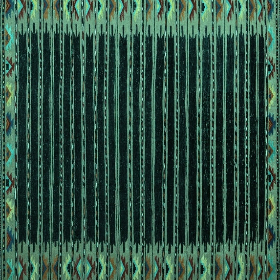 Ahgly Company Machine Washable Indoor Square Abstract Turquoise Blue Modern Area Rugs, 3' Square