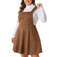 thumbnail image 2 of DARING DIVA Women's Plus Pinafore Dress Faux Suede Vintage A Line Jumper 1X Brown, 2 of 6